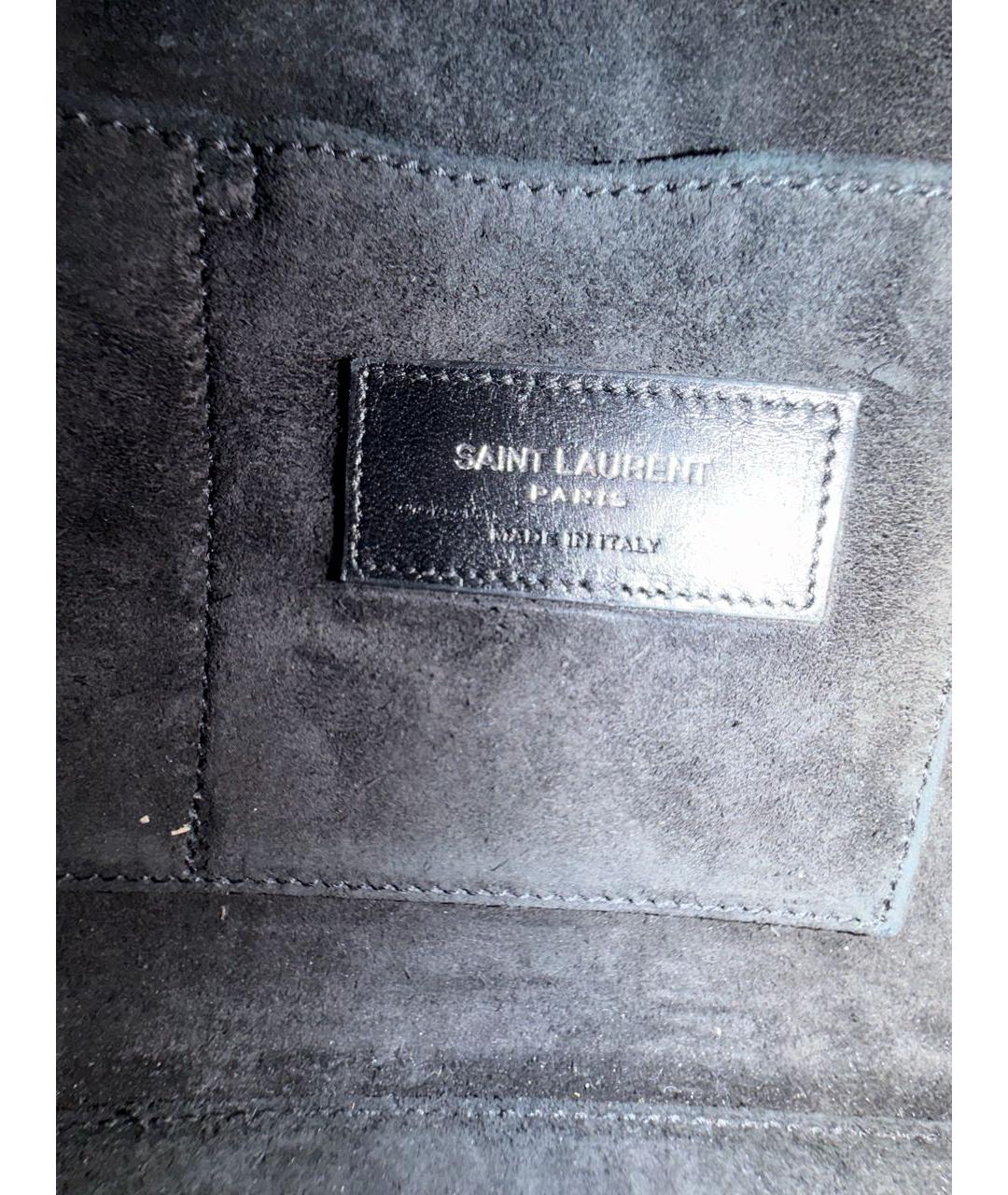SAINT LAURENT Черная кожаная сумка с короткими ручками, фото 5