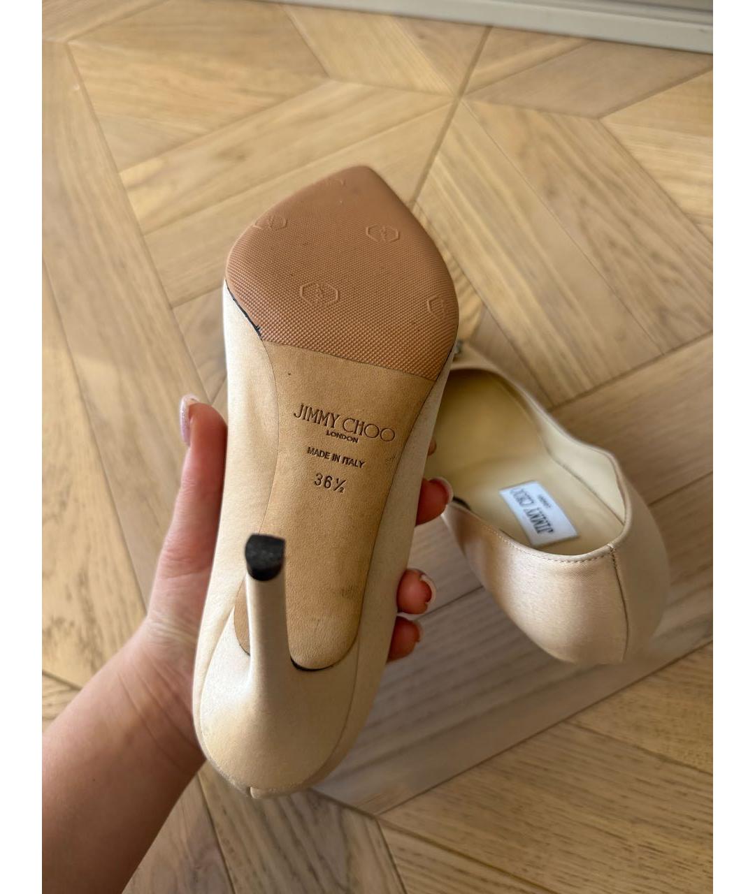 JIMMY CHOO Бежевые текстильные туфли, фото 5
