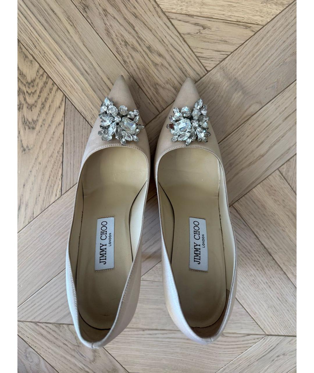 JIMMY CHOO Бежевые текстильные туфли, фото 3