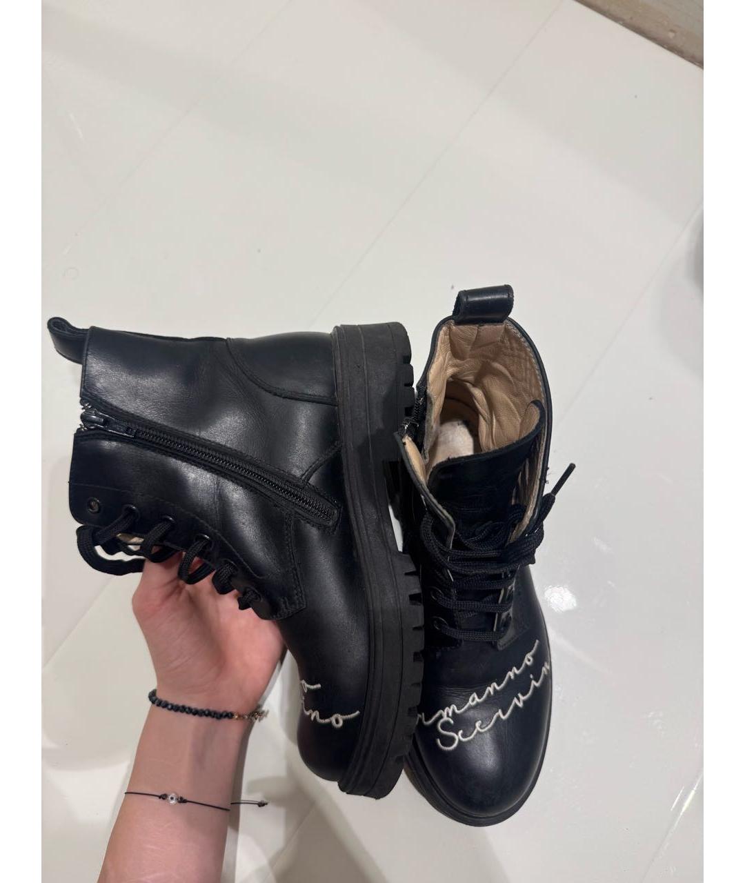 ERMANNO SCERVINO Черные кожаные ботинки, фото 2