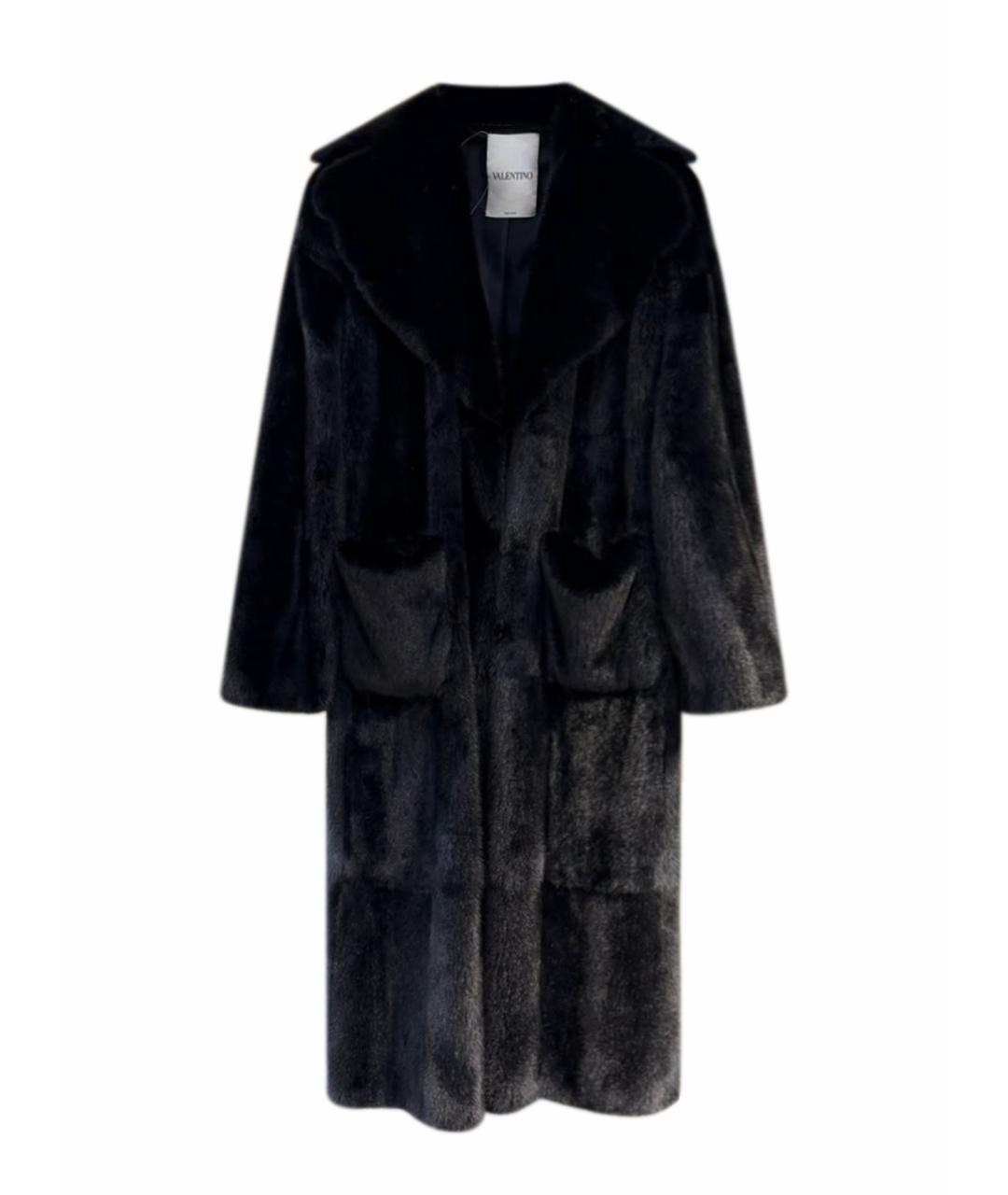 VALENTINO Черная меховая шуба, фото 1