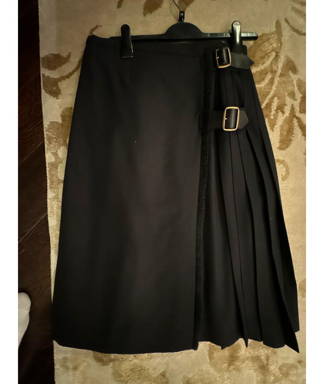 BURBERRY Черная шерстяная юбка миди, фото 6
