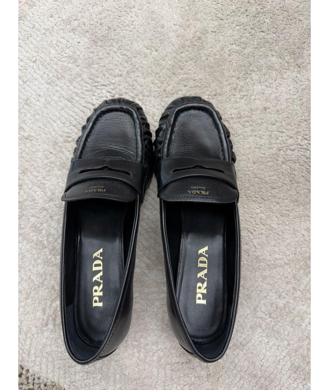 PRADA Черные кожаные лоферы, фото 4