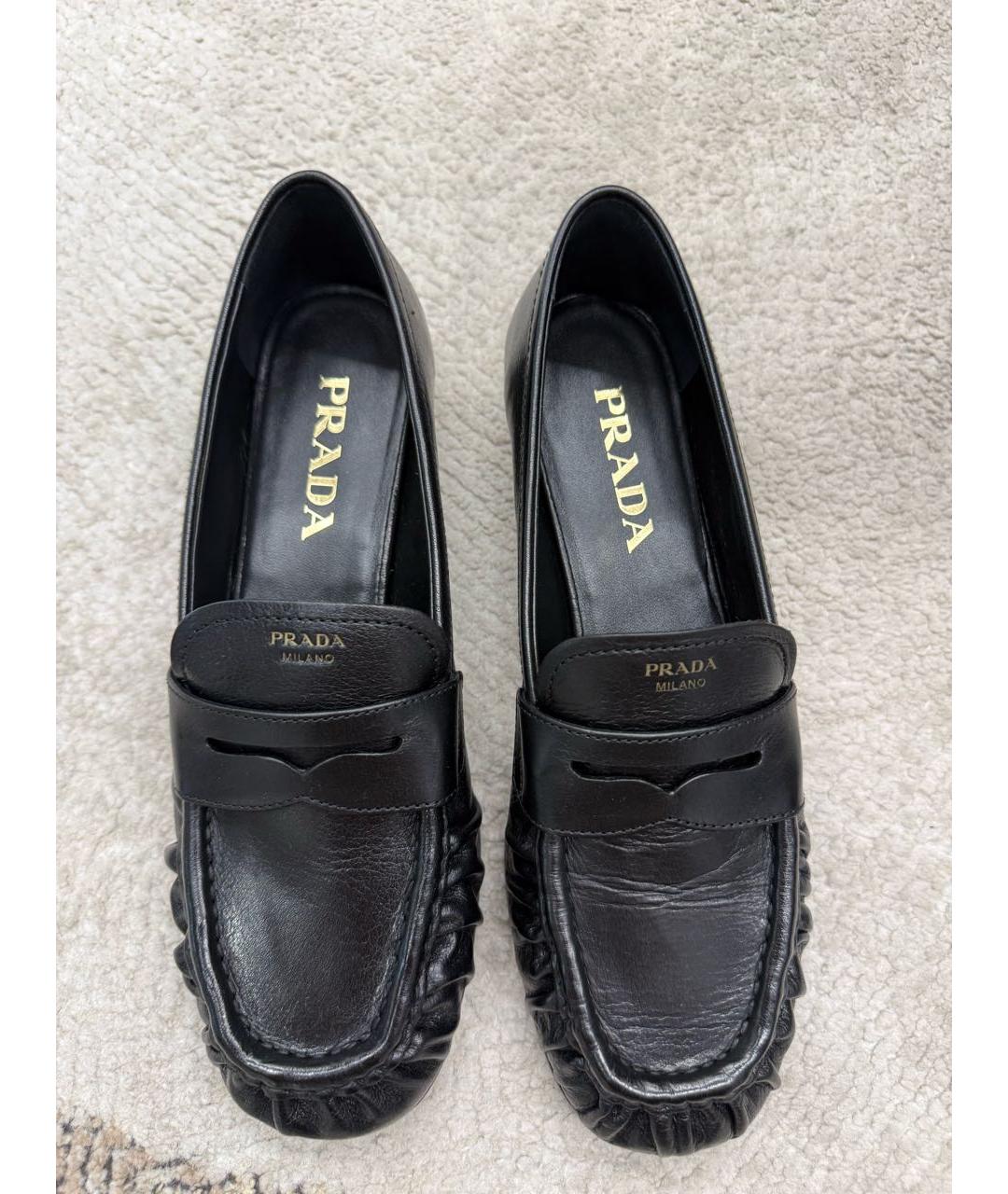 PRADA Черные кожаные лоферы, фото 2