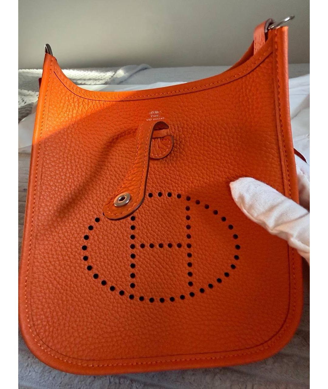 HERMES Оранжевая кожаная сумка через плечо, фото 2