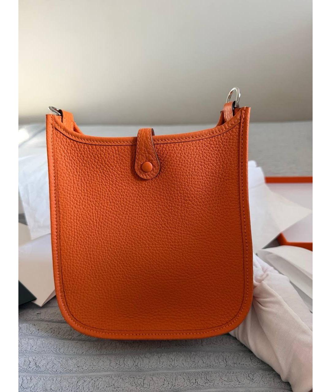 HERMES Оранжевая кожаная сумка через плечо, фото 8