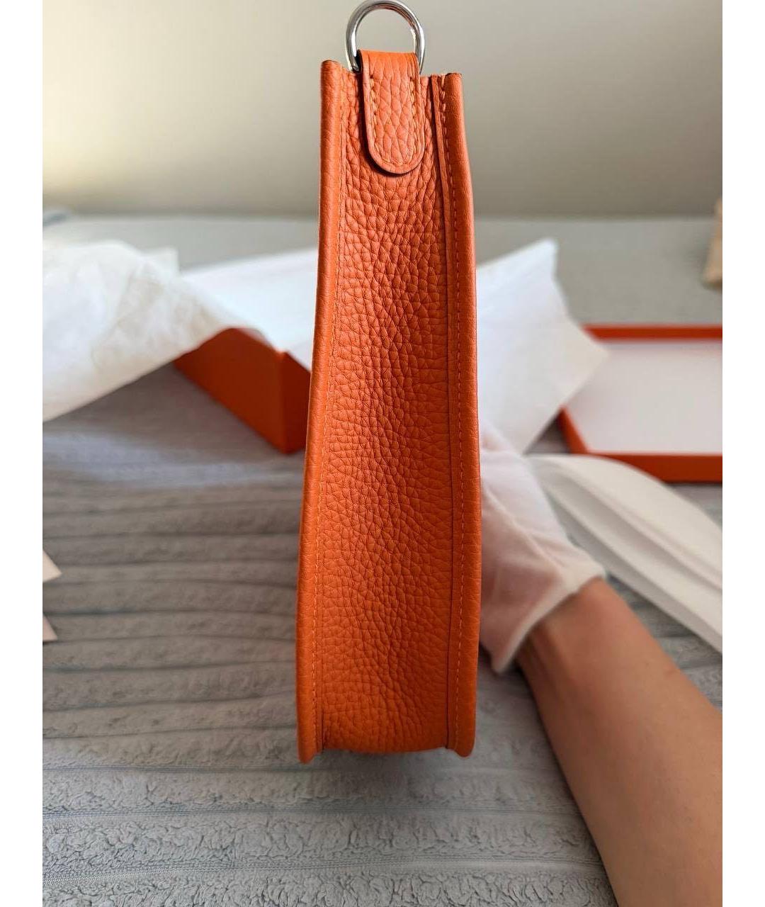 HERMES Оранжевая кожаная сумка через плечо, фото 3