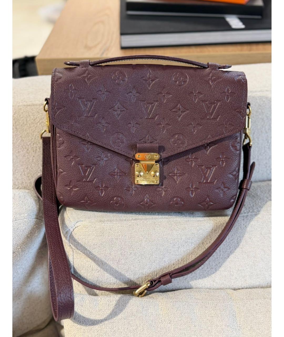 LOUIS VUITTON Бордовая кожаная сумка через плечо, фото 2
