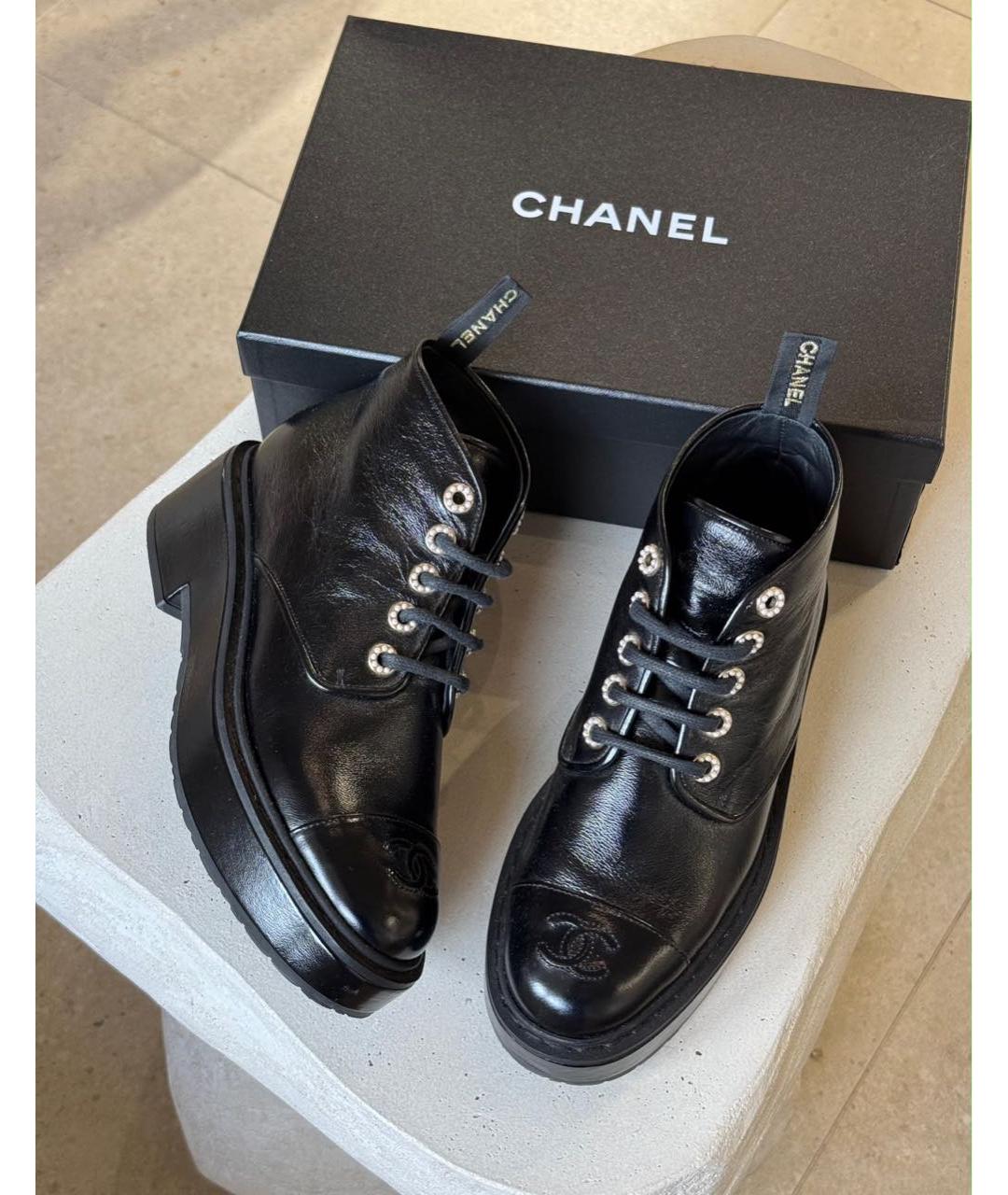CHANEL Черные кожаные ботинки, фото 2