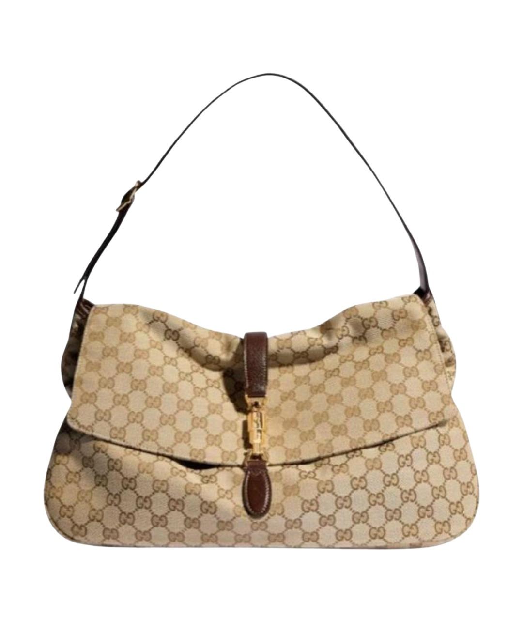 GUCCI Бежевая сумка на плечо из канвы, фото 1