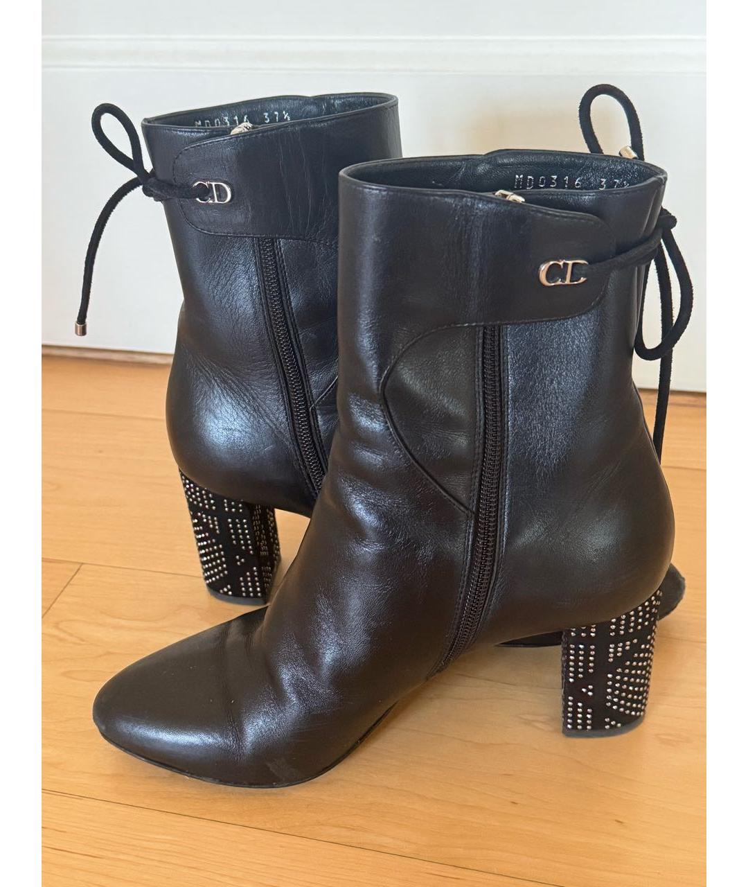 CHRISTIAN DIOR Черные кожаные полусапоги, фото 3