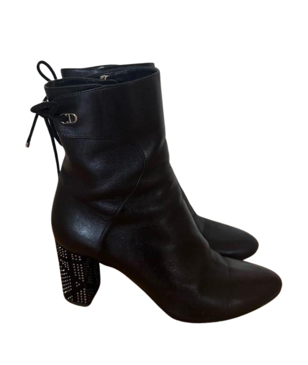 CHRISTIAN DIOR Черные кожаные полусапоги, фото 1