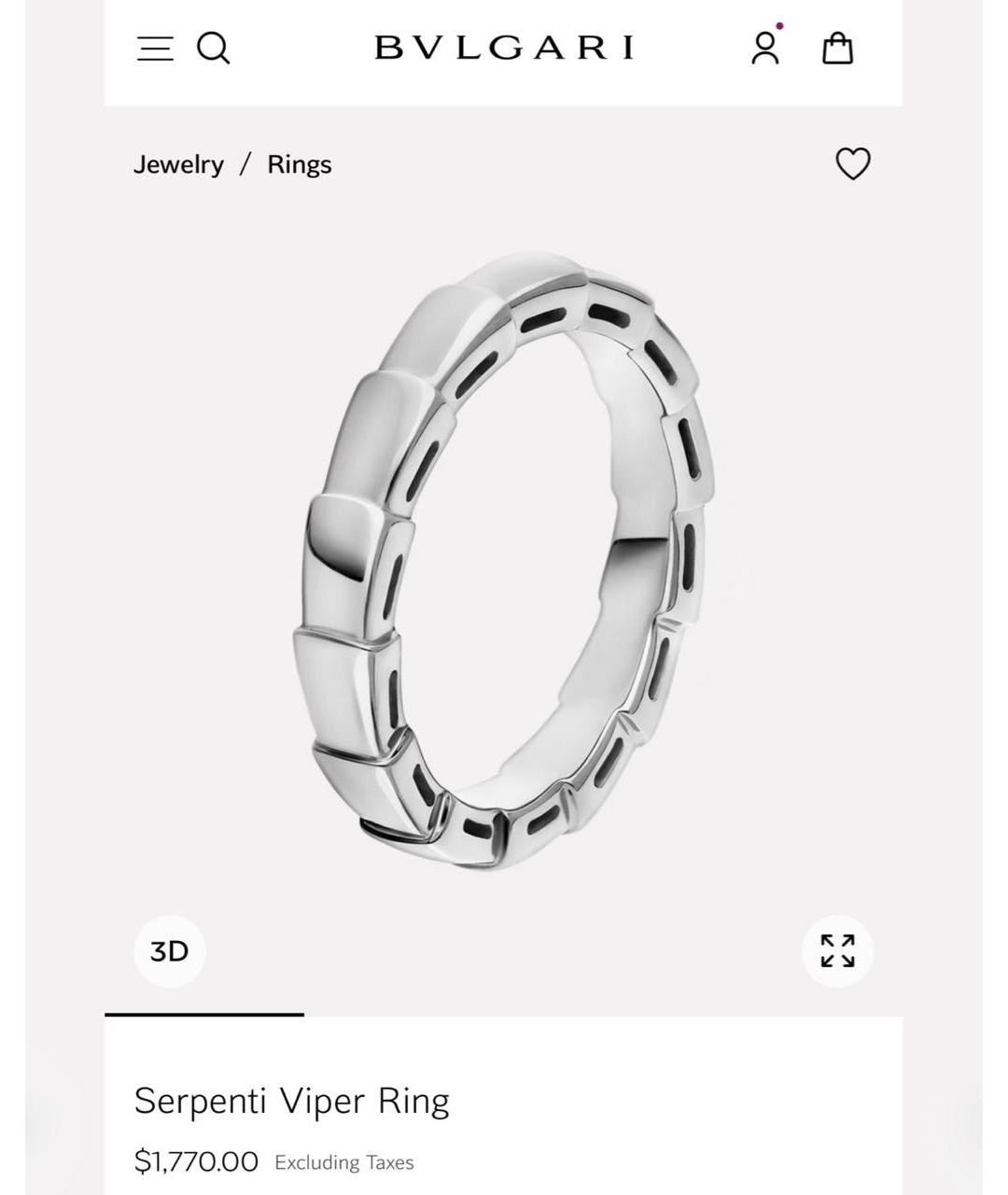 BVLGARI Серебряное кольцо из белого золота, фото 5