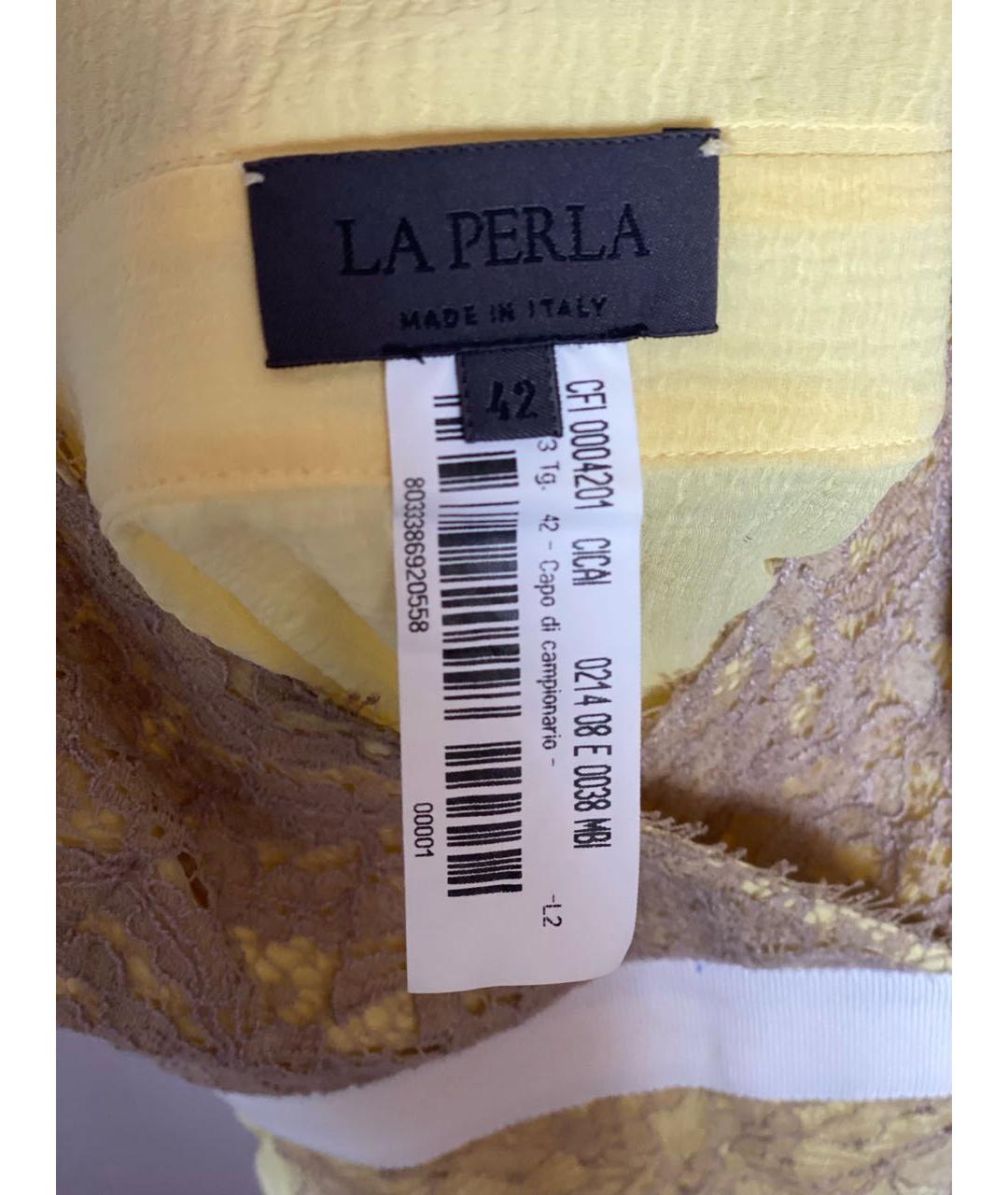 LA PERLA Желтая шелковая майка, фото 3