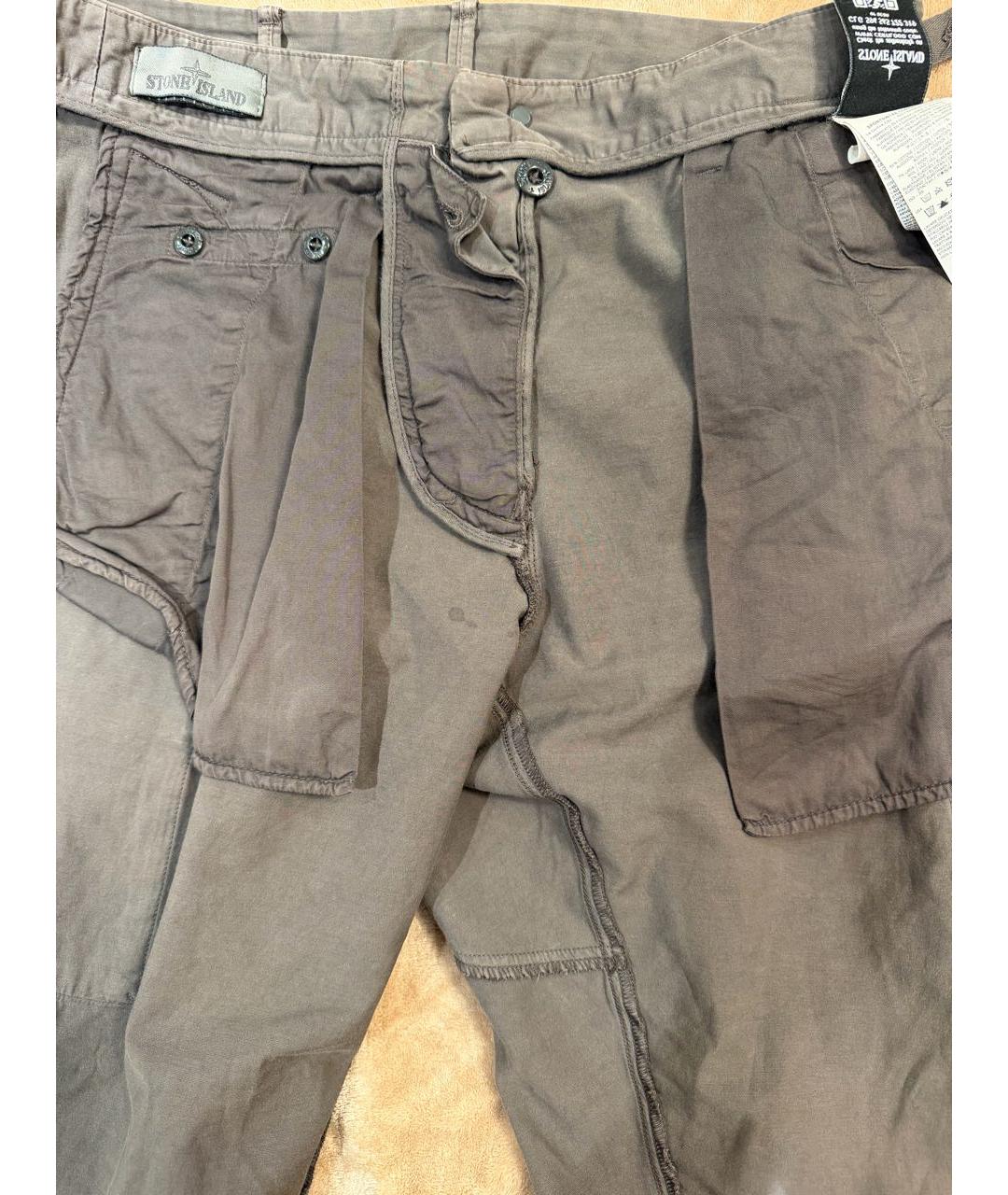 STONE ISLAND Серые хлопковые повседневные брюки, фото 3