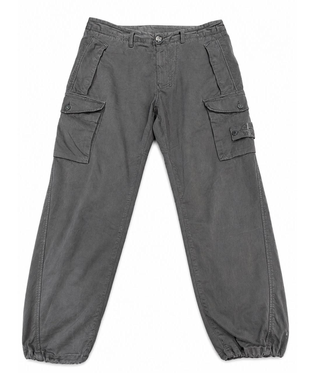 STONE ISLAND Серые хлопковые повседневные брюки, фото 1