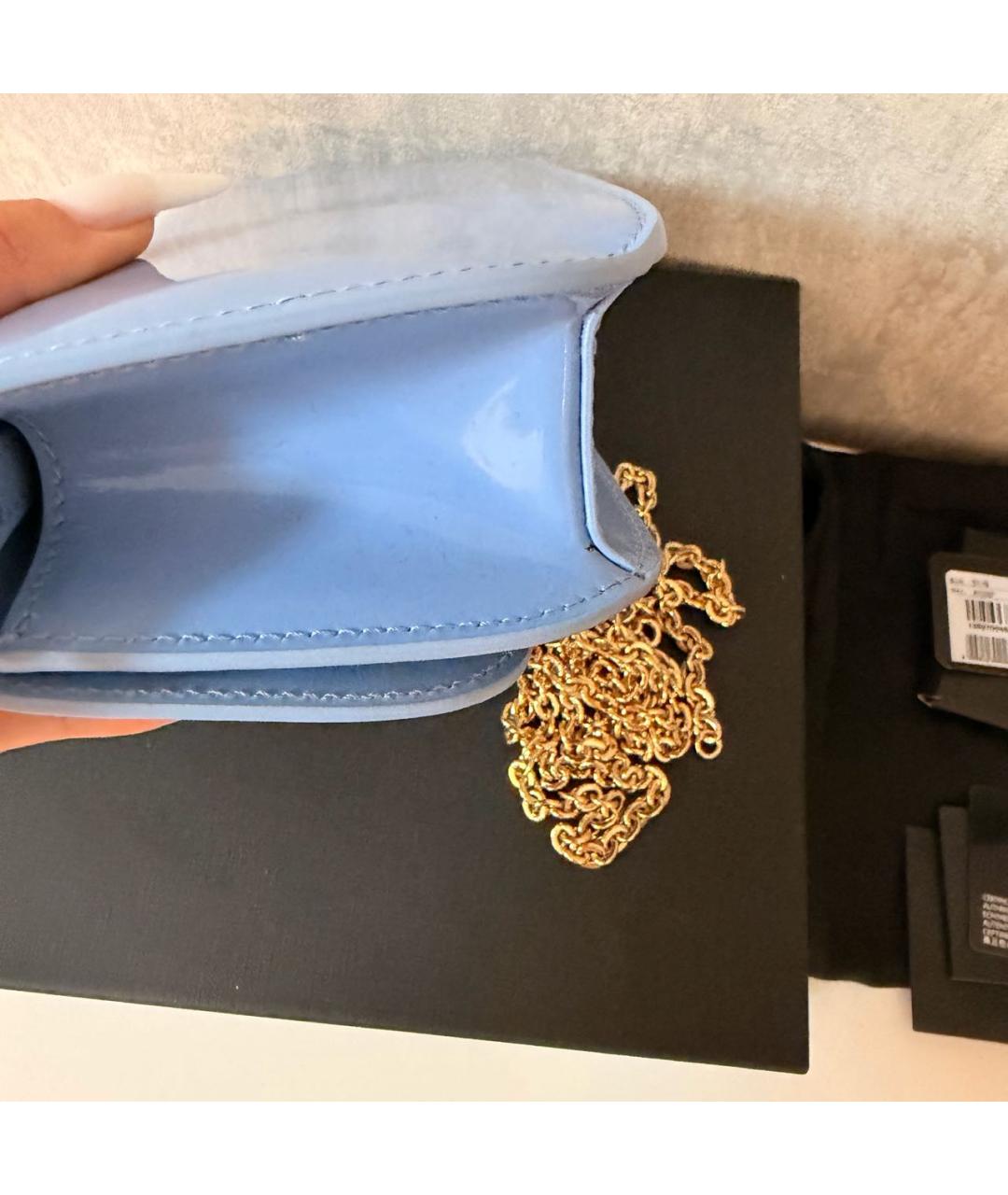 DOLCE&GABBANA Голубая сумка с короткими ручками из лакированной кожи, фото 3
