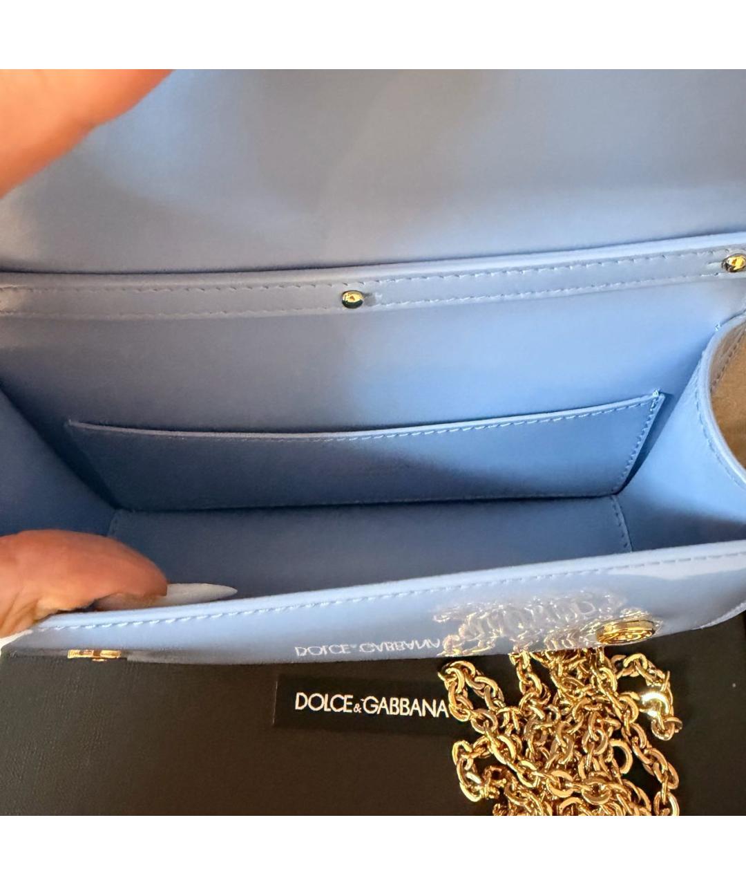 DOLCE&GABBANA Голубая сумка с короткими ручками из лакированной кожи, фото 2