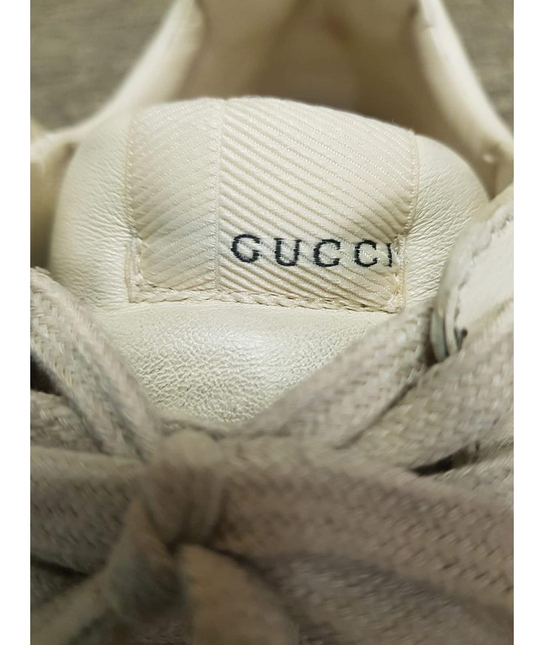 GUCCI Бежевые кожаные кроссовки, фото 6
