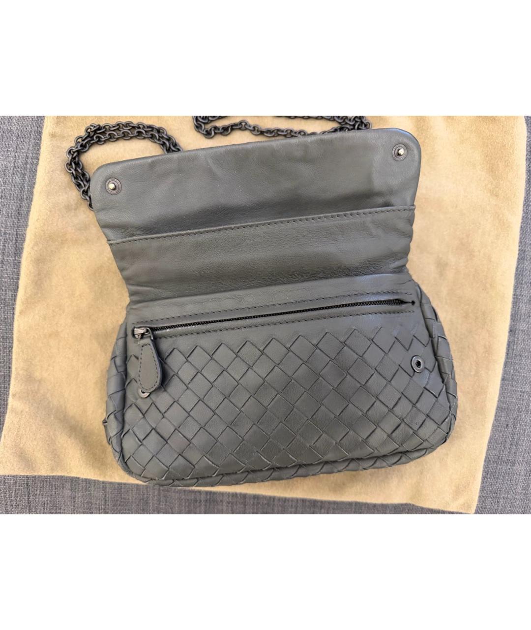BOTTEGA VENETA Серая кожаная сумка через плечо, фото 3