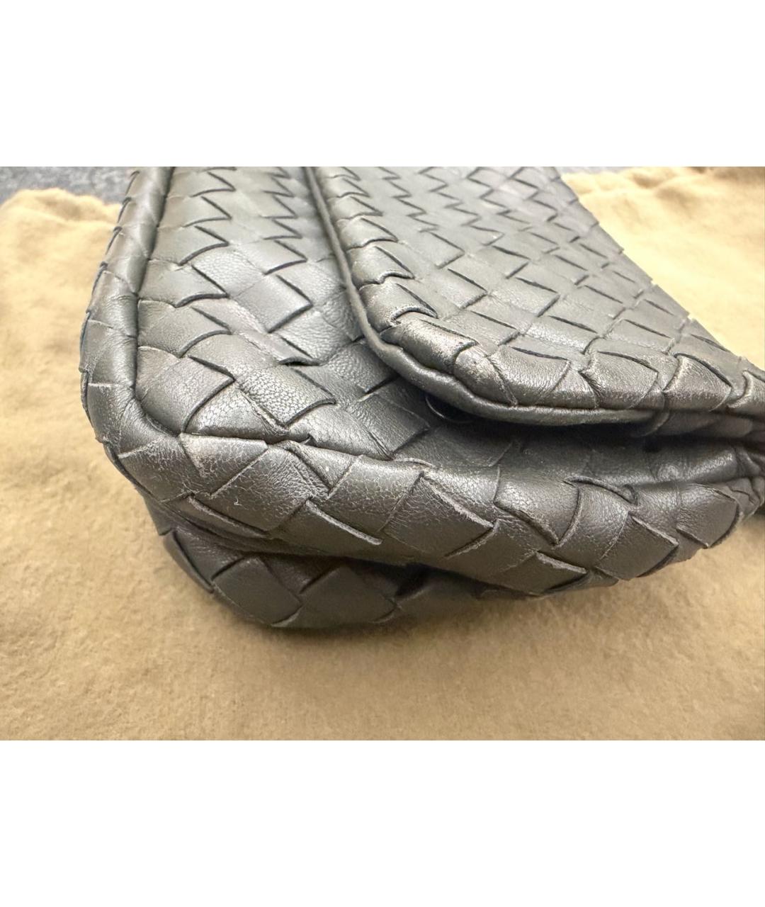 BOTTEGA VENETA Серая кожаная сумка через плечо, фото 7