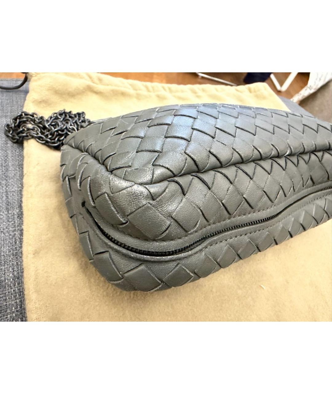 BOTTEGA VENETA Серая кожаная сумка через плечо, фото 2