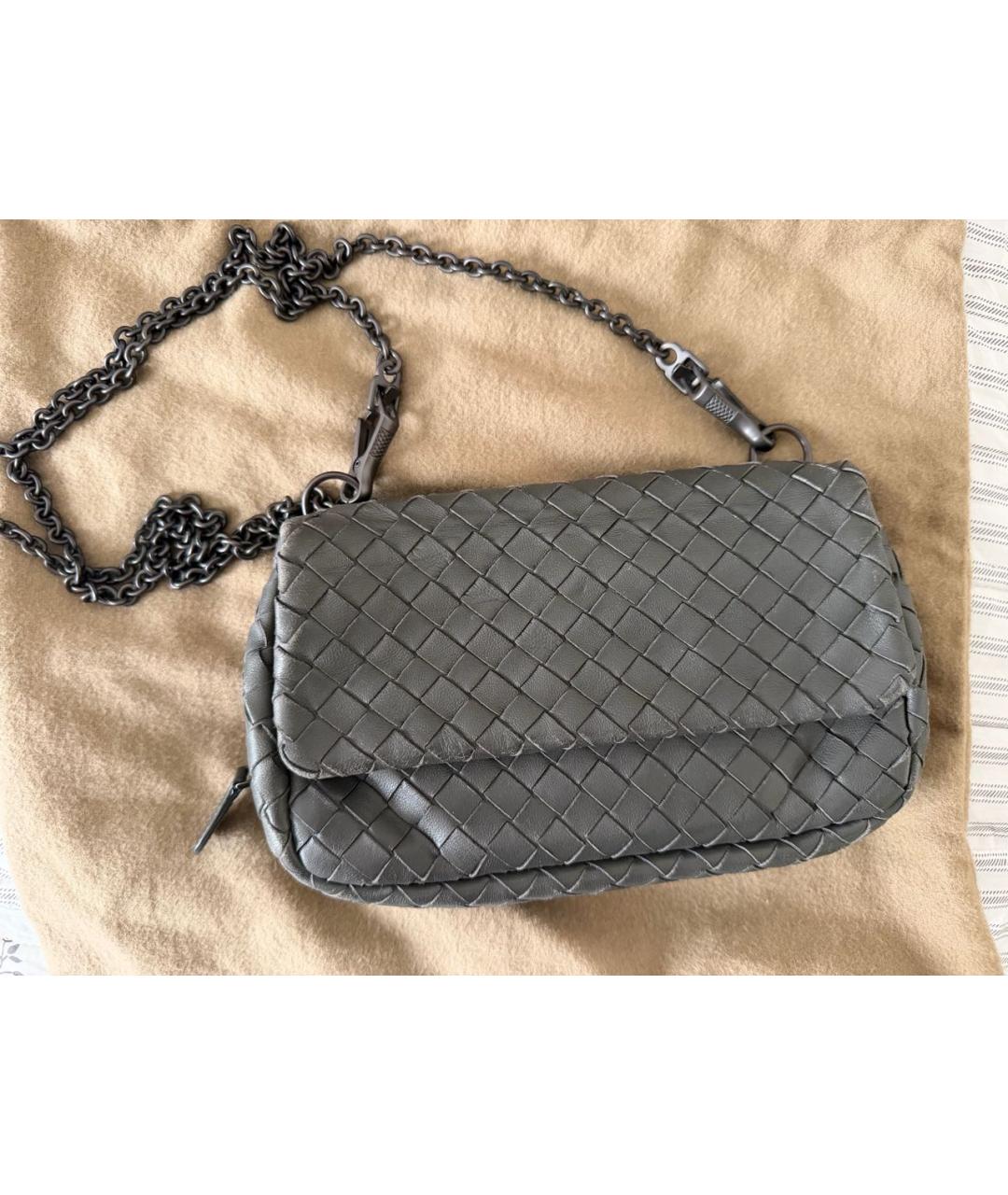 BOTTEGA VENETA Серая кожаная сумка через плечо, фото 8