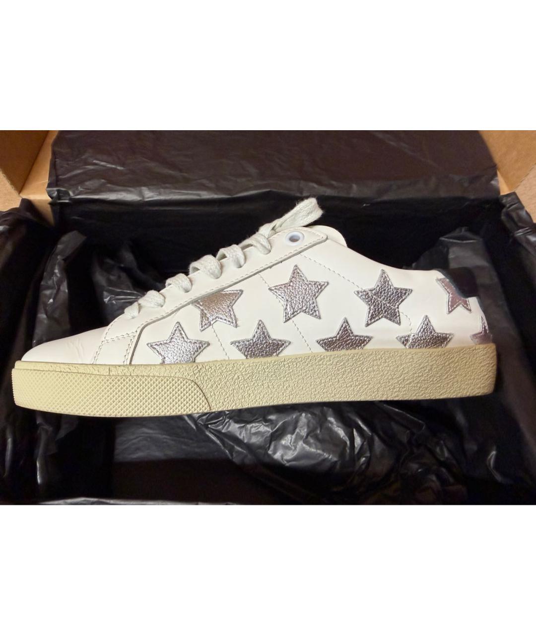 SAINT LAURENT Белые кожаные кеды, фото 2