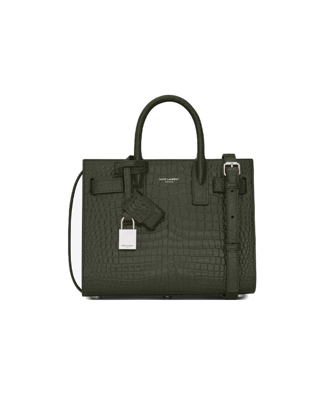 SAINT LAURENT Зеленая кожаная сумка через плечо, фото 1