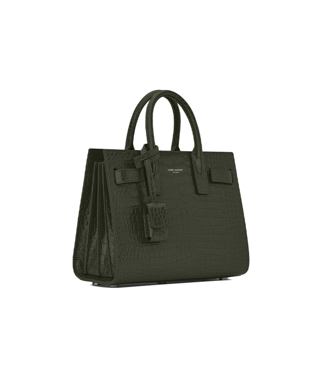 SAINT LAURENT Зеленая кожаная сумка через плечо, фото 2