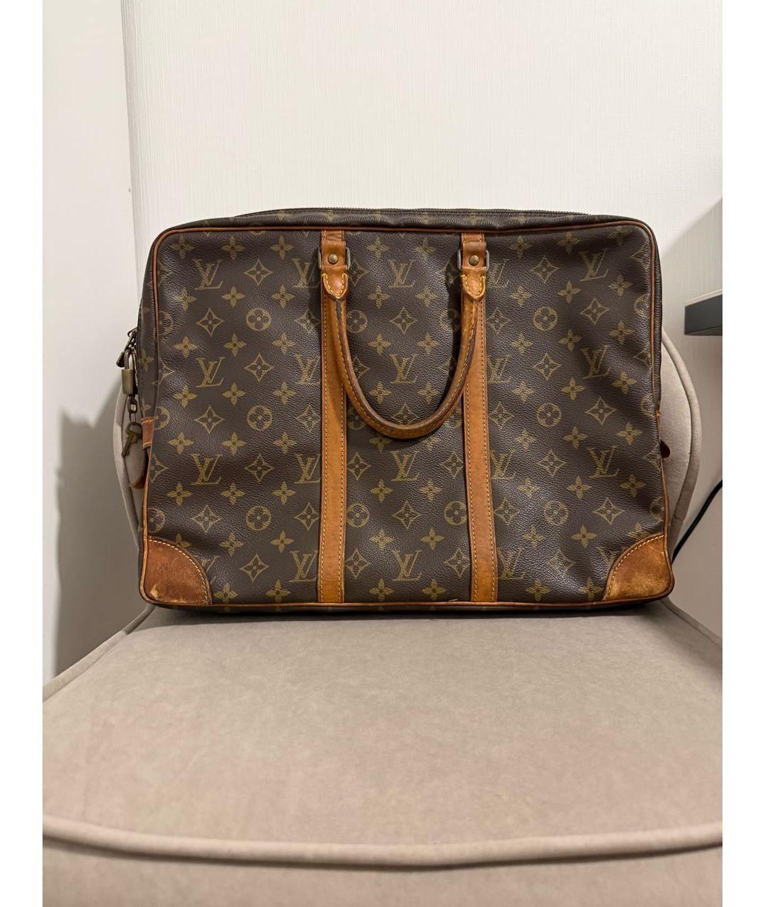LOUIS VUITTON Коричневый портфель из канвы, фото 3