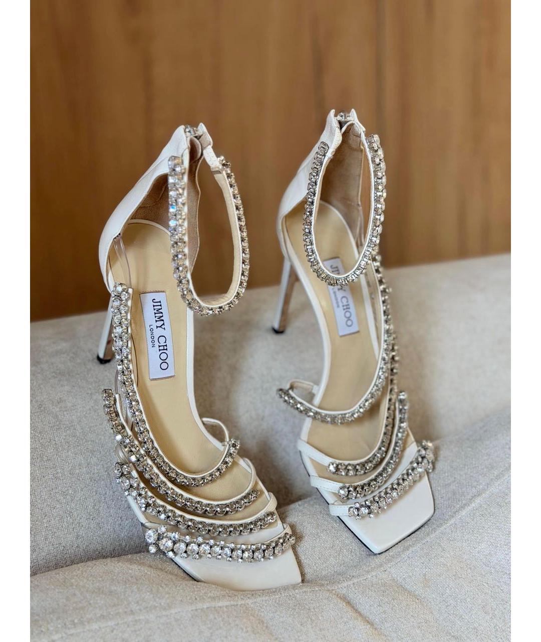 JIMMY CHOO Бежевые босоножки, фото 4