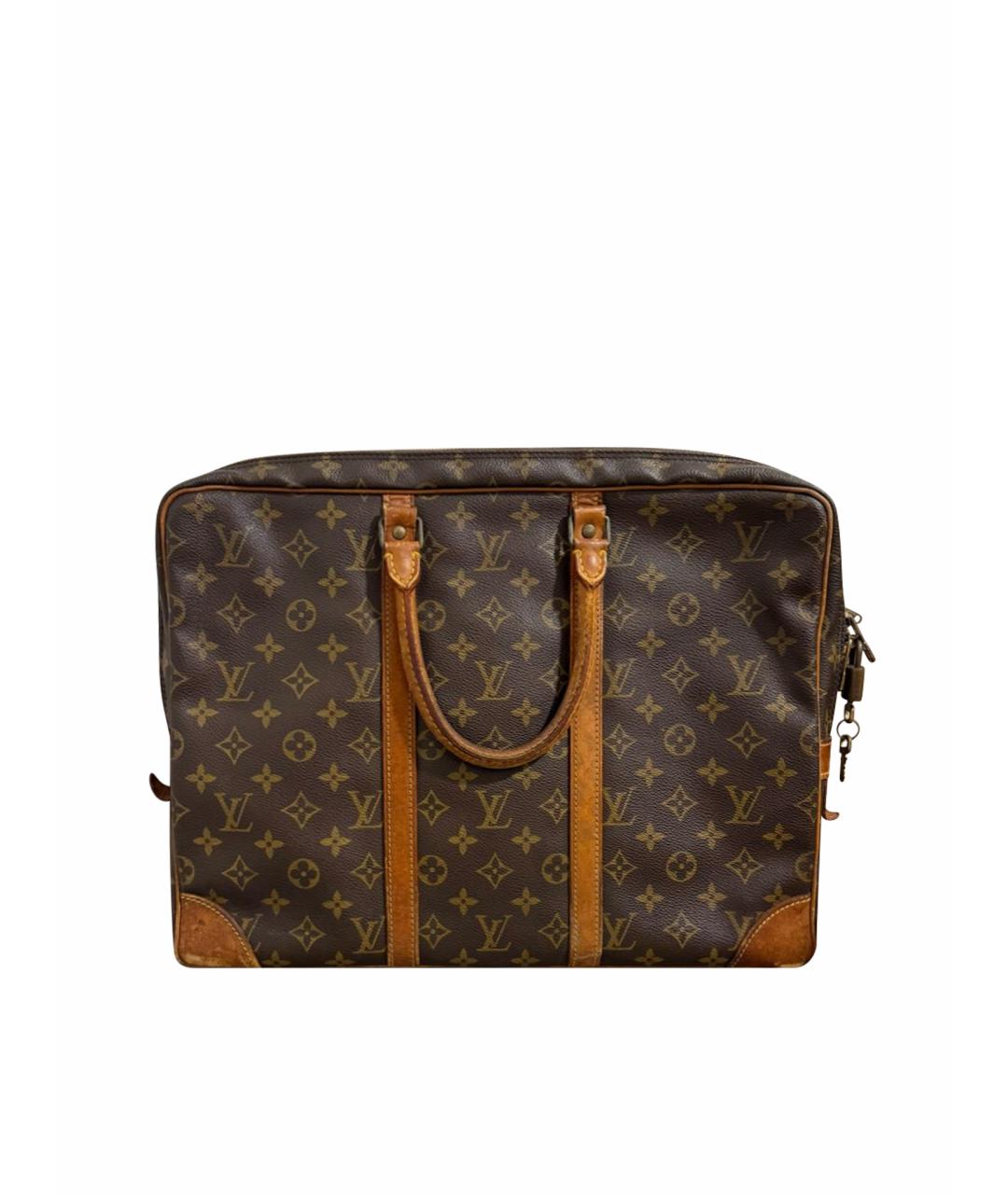LOUIS VUITTON Коричневая сумка с короткими ручками из канвы, фото 1