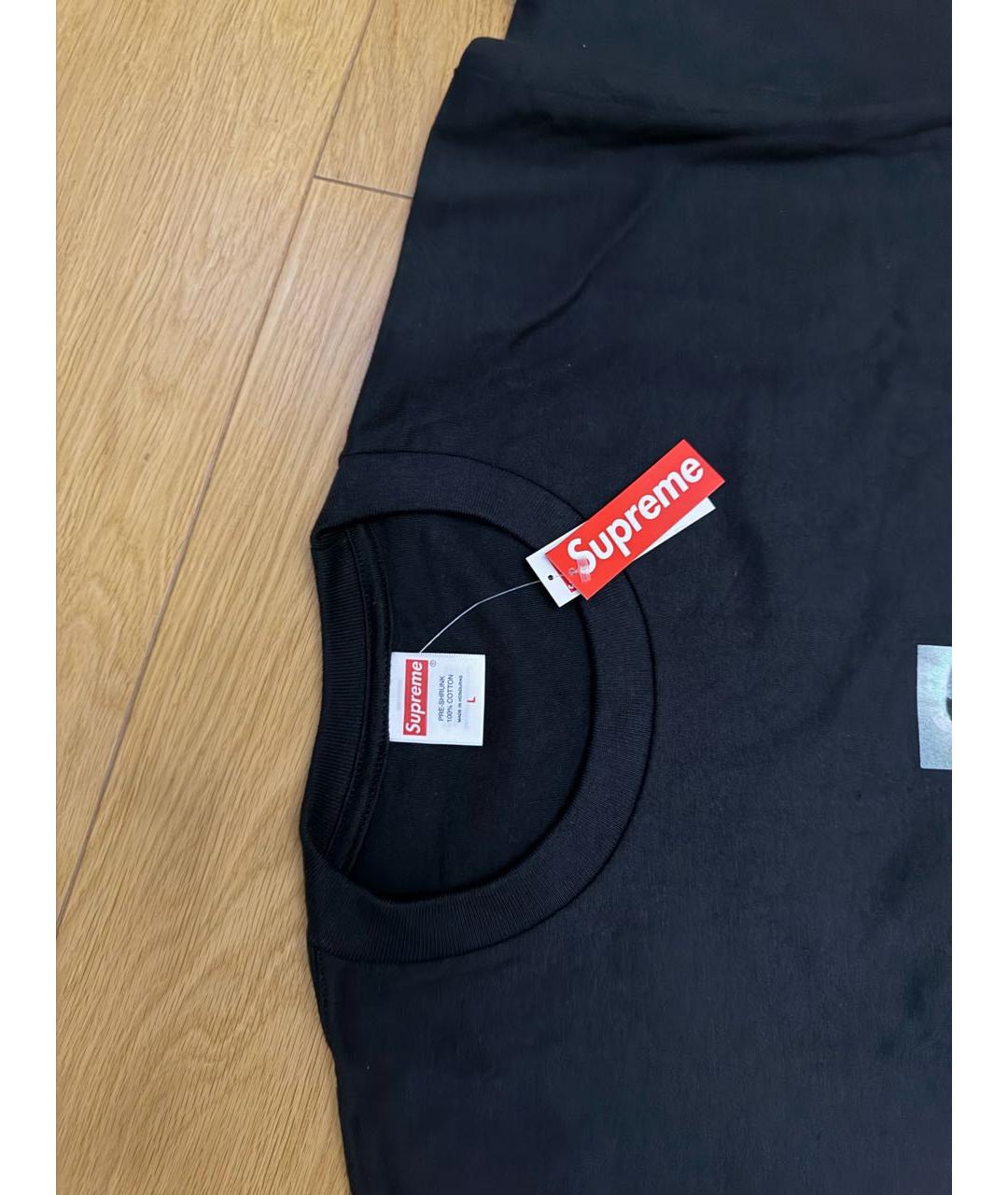 SUPREME Черная хлопковая футболка, фото 3
