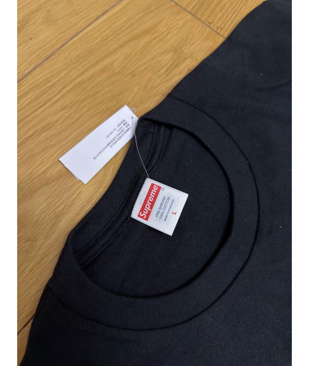 SUPREME Черная хлопковая футболка, фото 4