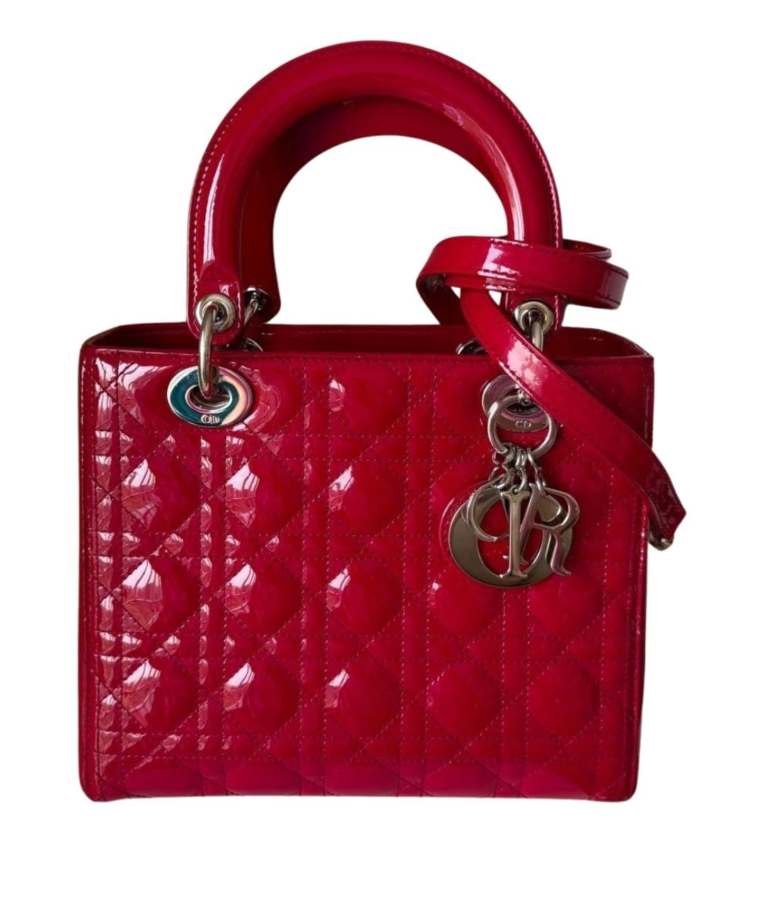 CHRISTIAN DIOR Красная сумка с короткими ручками из лакированной кожи, фото 1