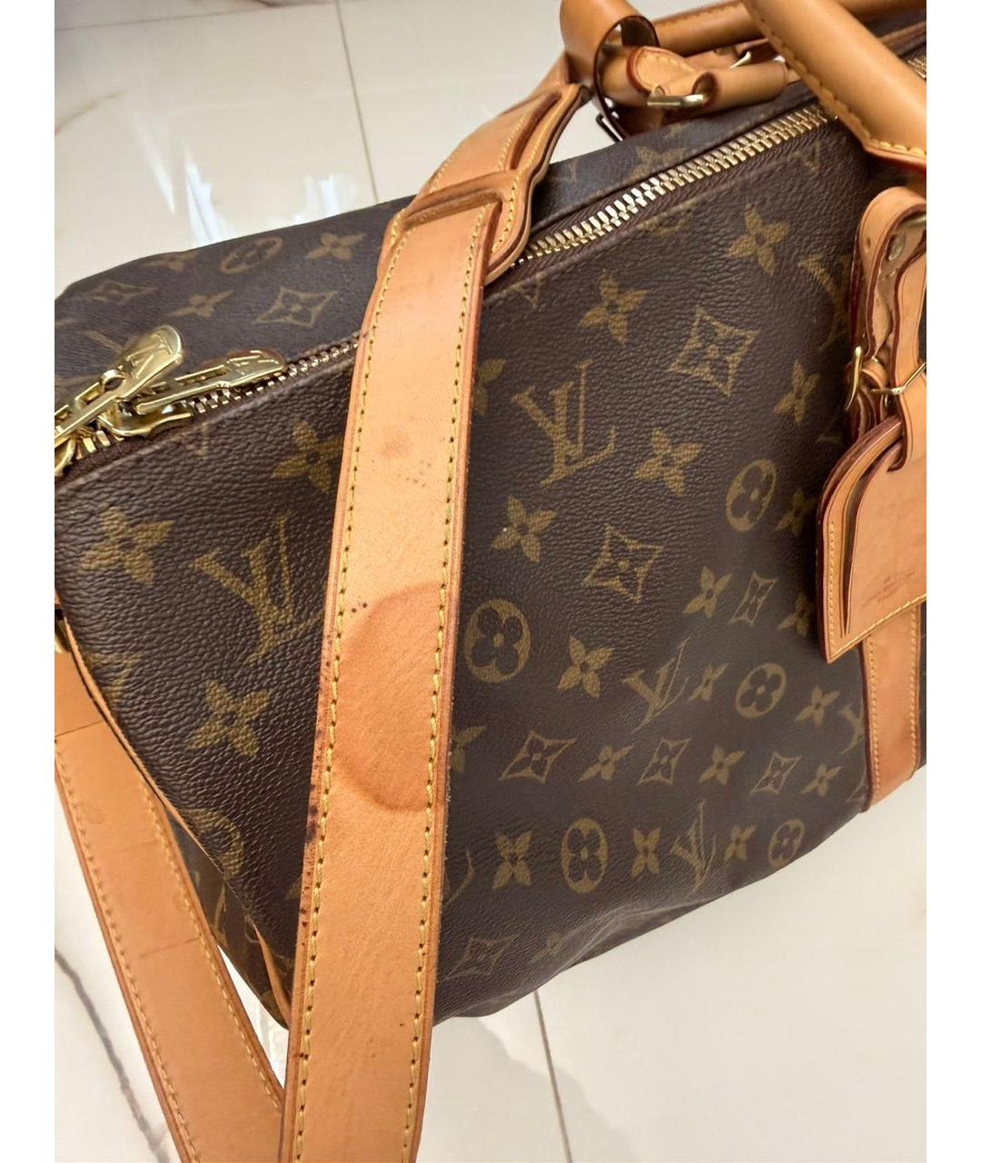 LOUIS VUITTON Коричневая кожаная дорожная/спортивная сумка, фото 5