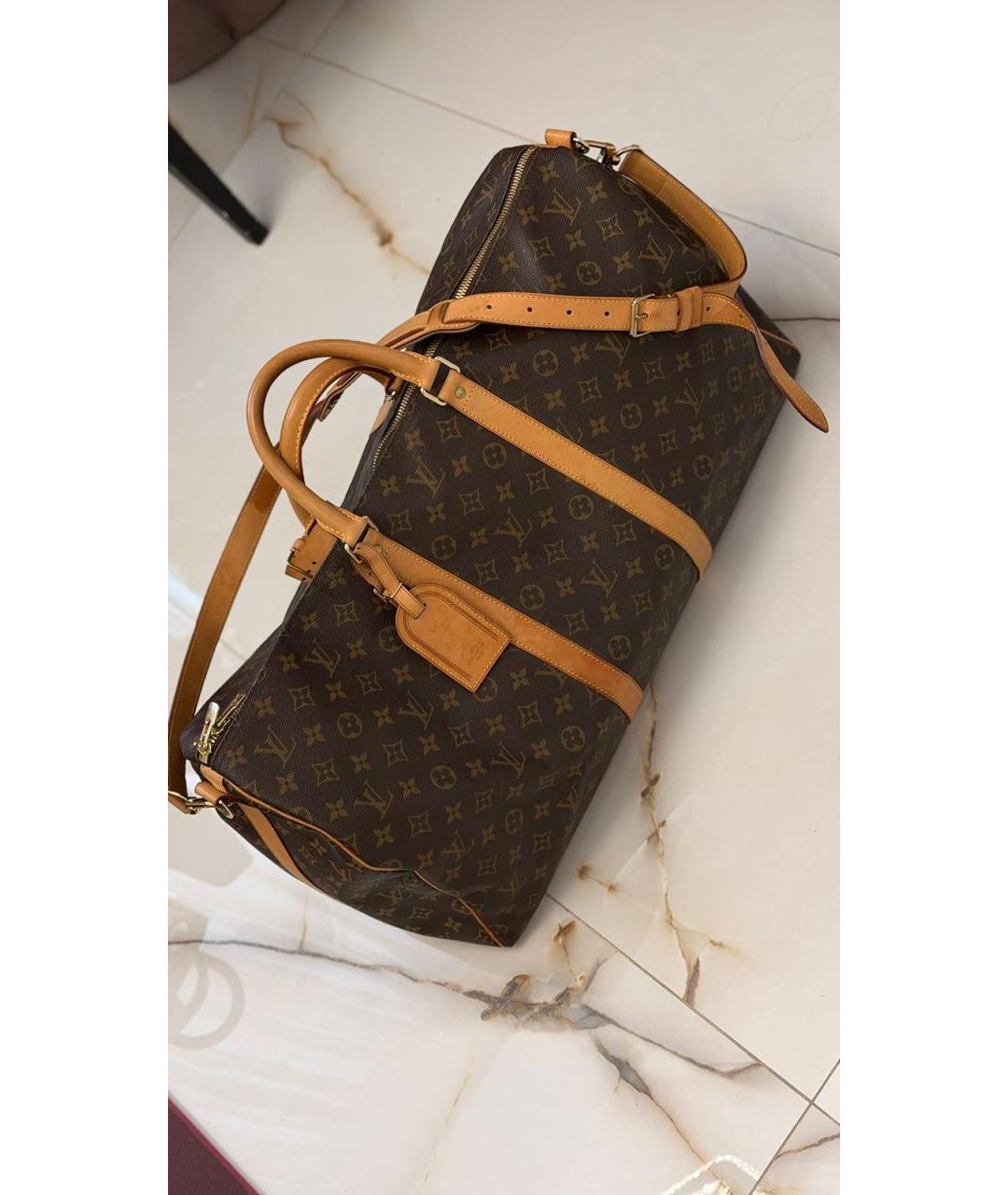 LOUIS VUITTON Коричневая кожаная дорожная/спортивная сумка, фото 7