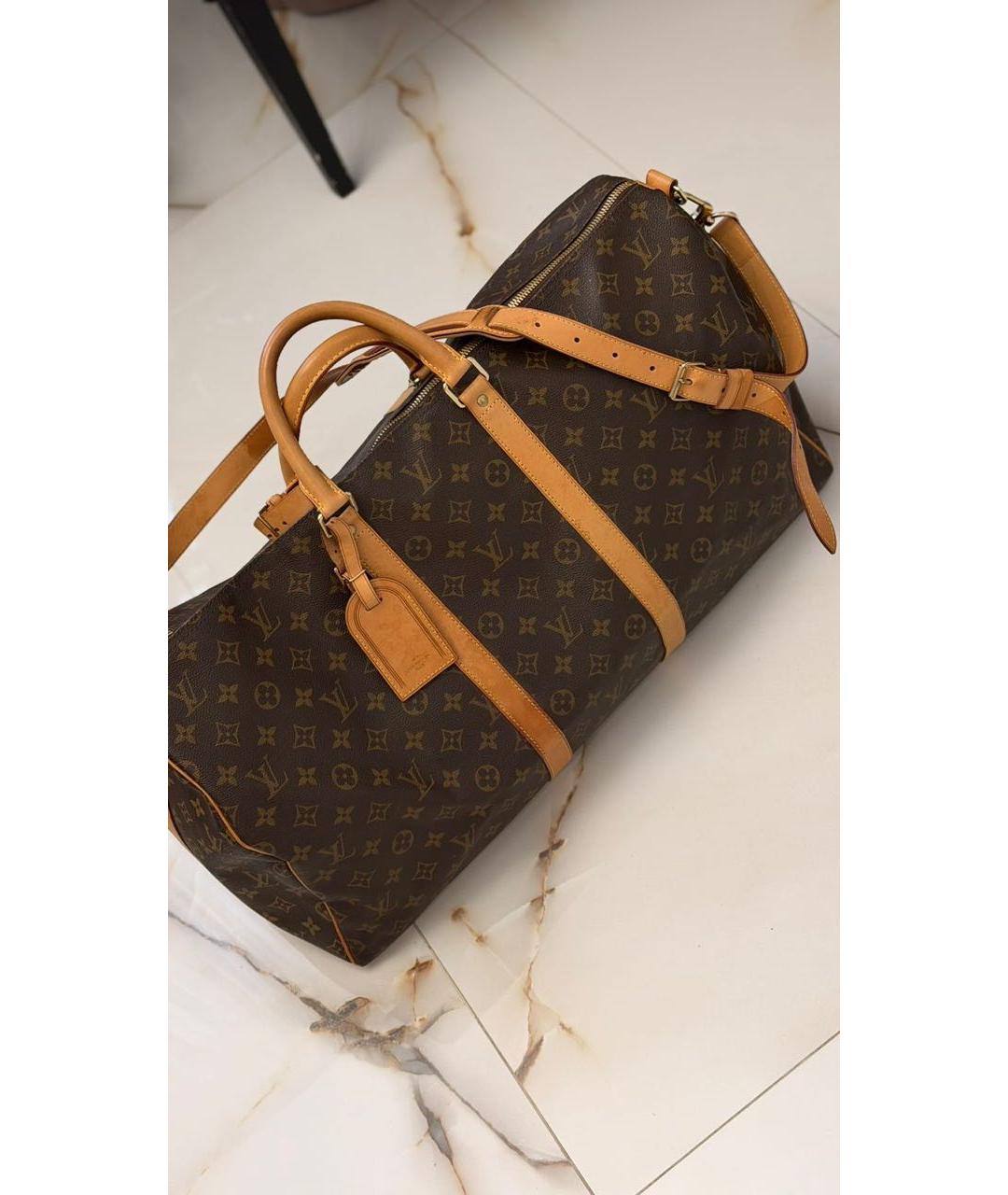 LOUIS VUITTON Коричневая кожаная дорожная/спортивная сумка, фото 2
