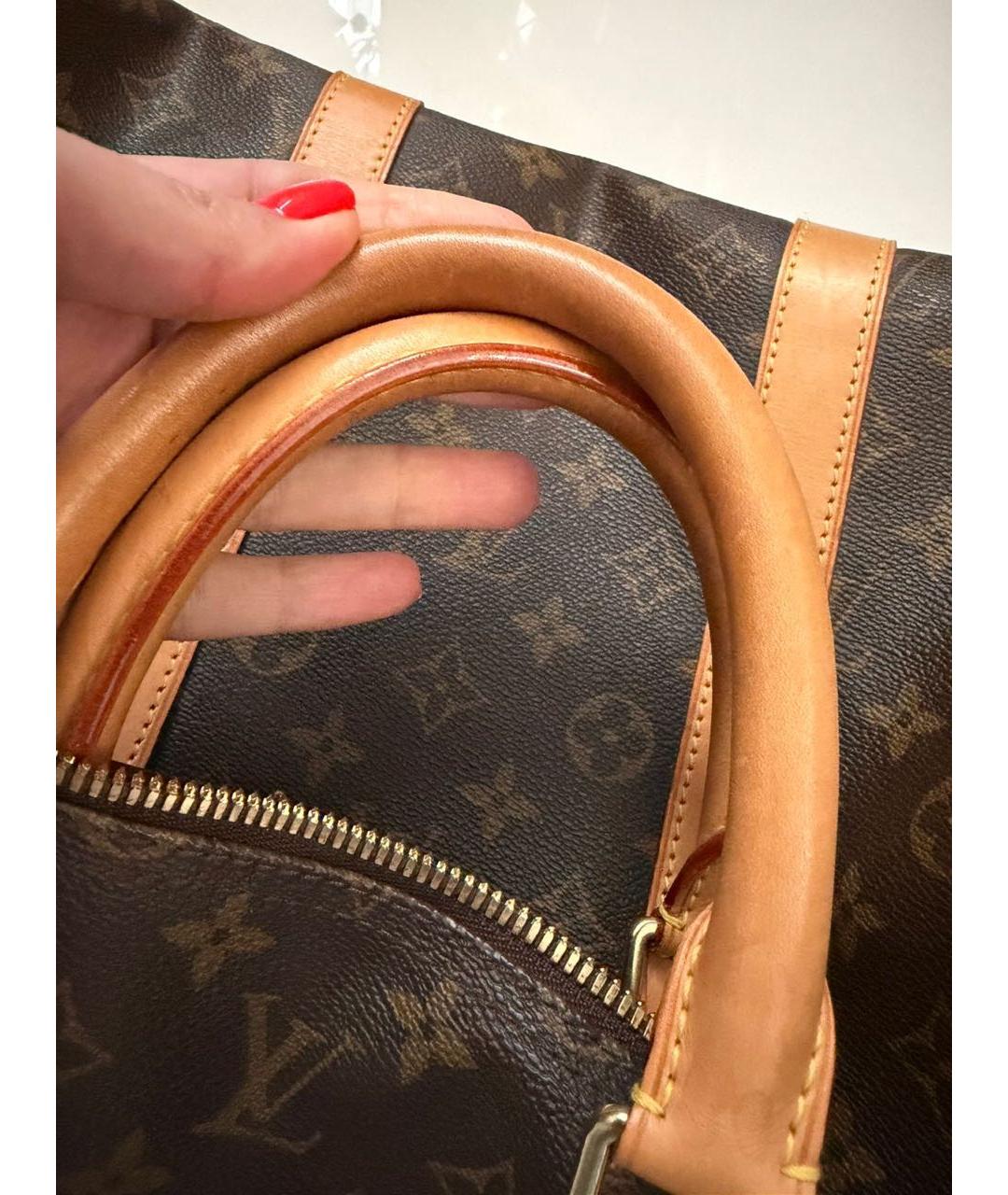 LOUIS VUITTON Коричневая кожаная дорожная/спортивная сумка, фото 4