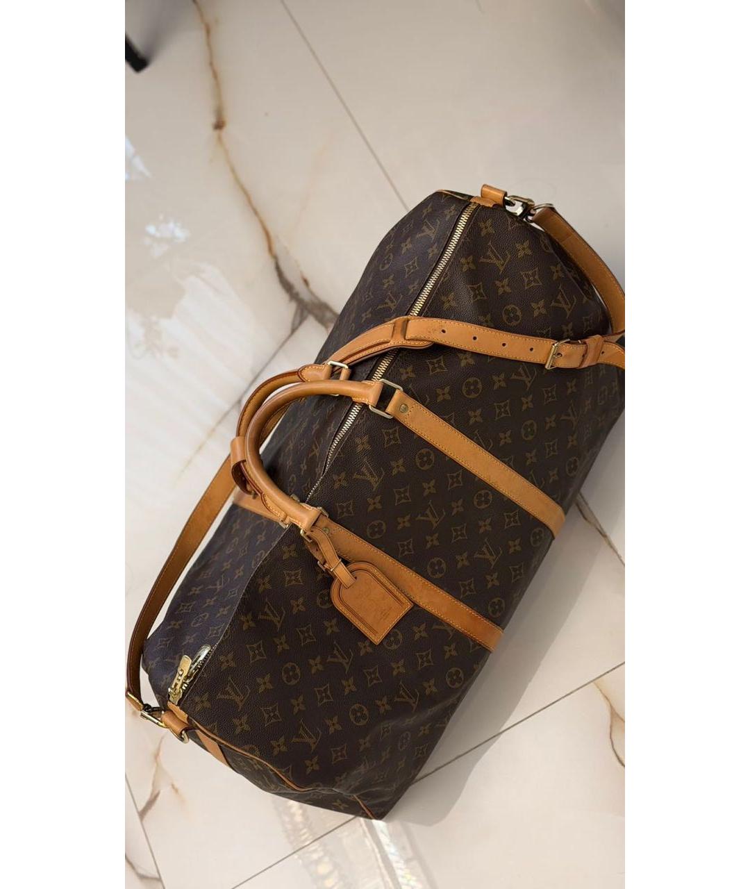 LOUIS VUITTON Коричневая кожаная дорожная/спортивная сумка, фото 6