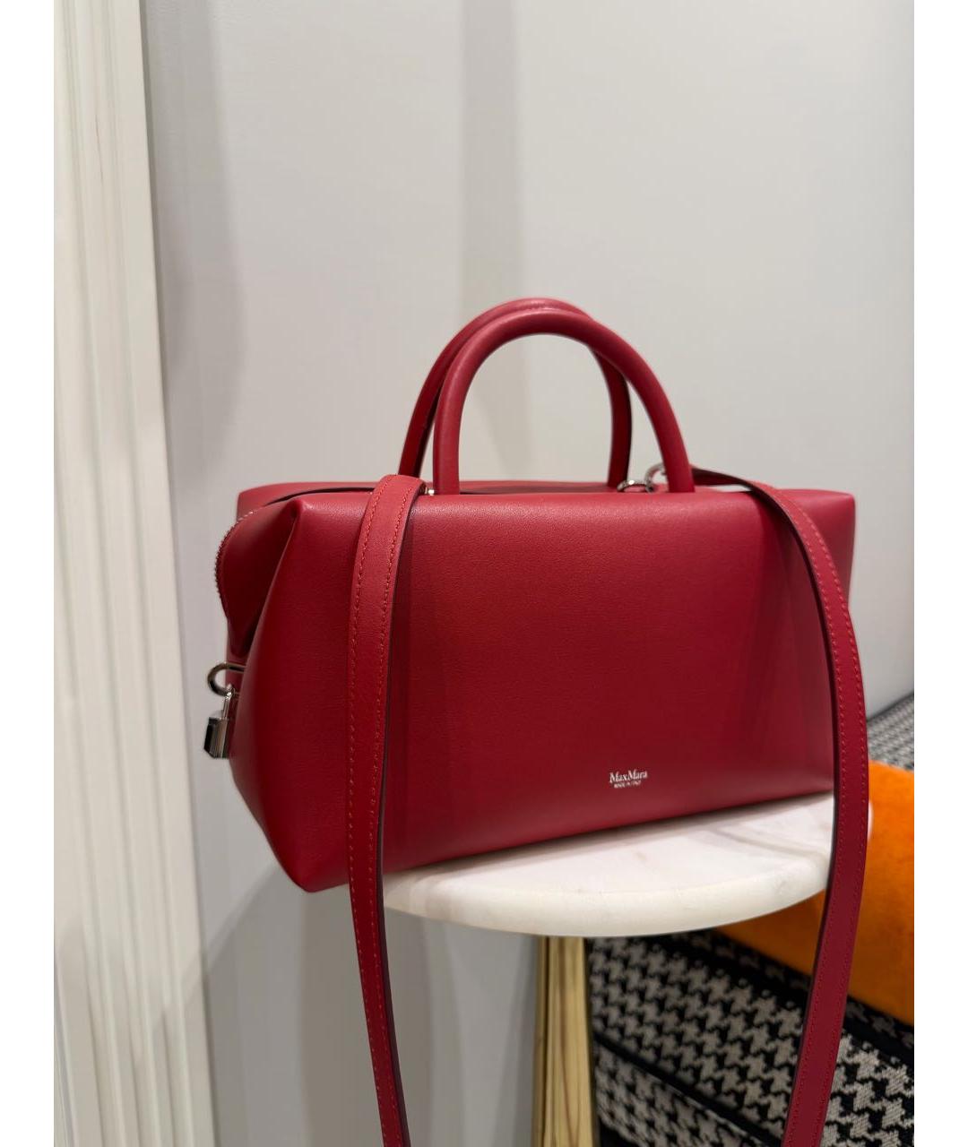 MAX MARA Красная кожаная сумка с короткими ручками, фото 2