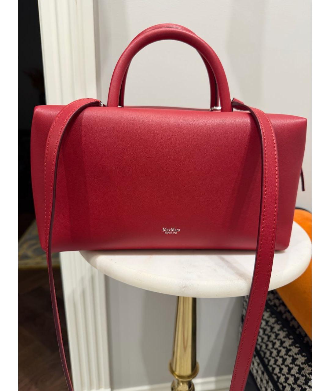 MAX MARA Красная кожаная сумка с короткими ручками, фото 5