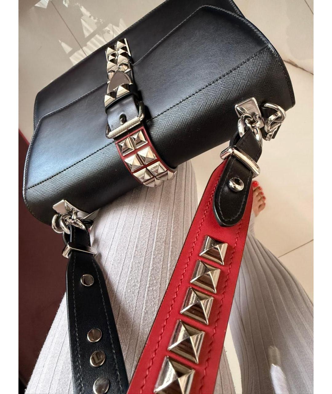 PRADA Черная кожаная сумка с короткими ручками, фото 5