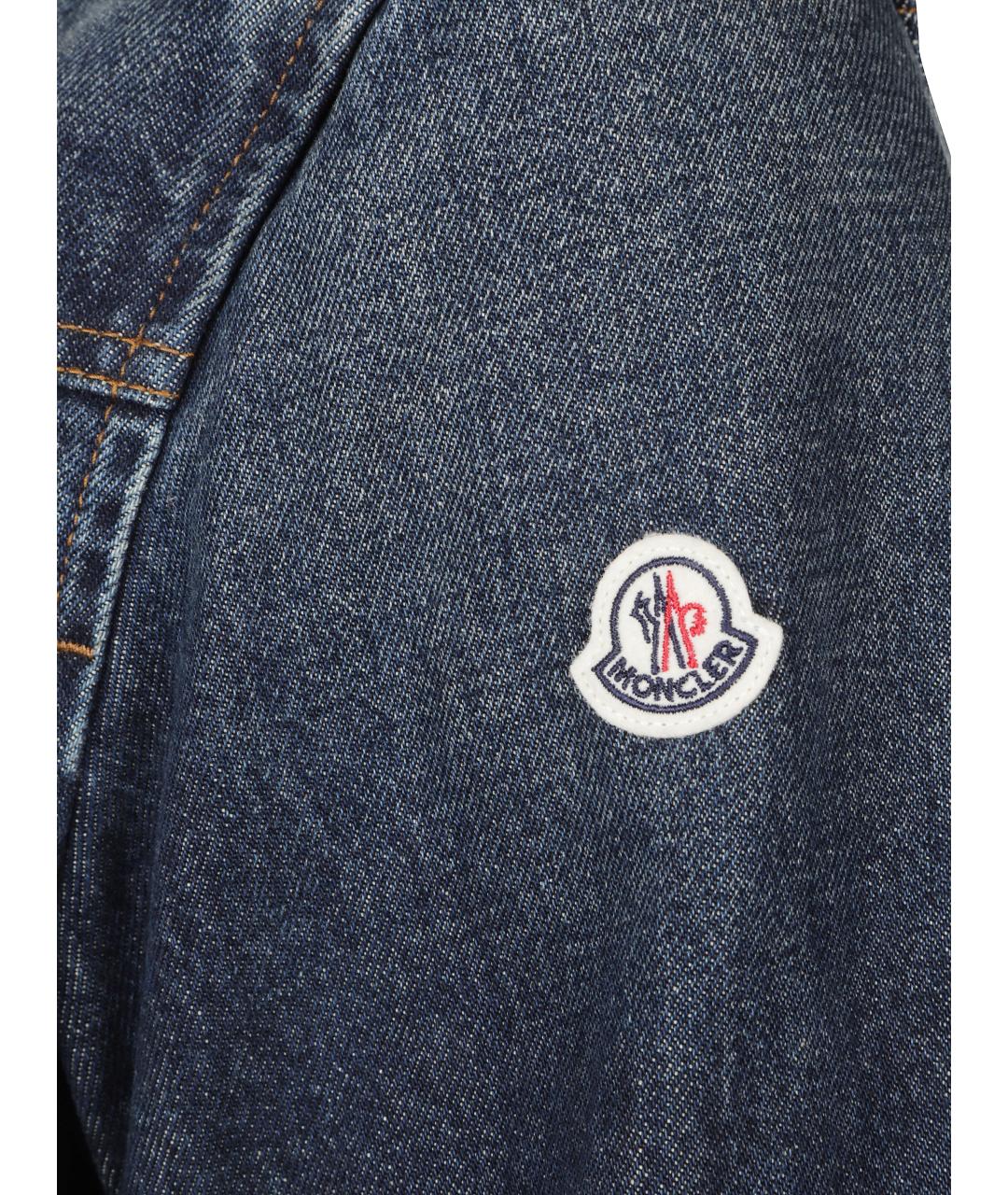 MONCLER Темно-синяя хлопковая кэжуал рубашка, фото 2