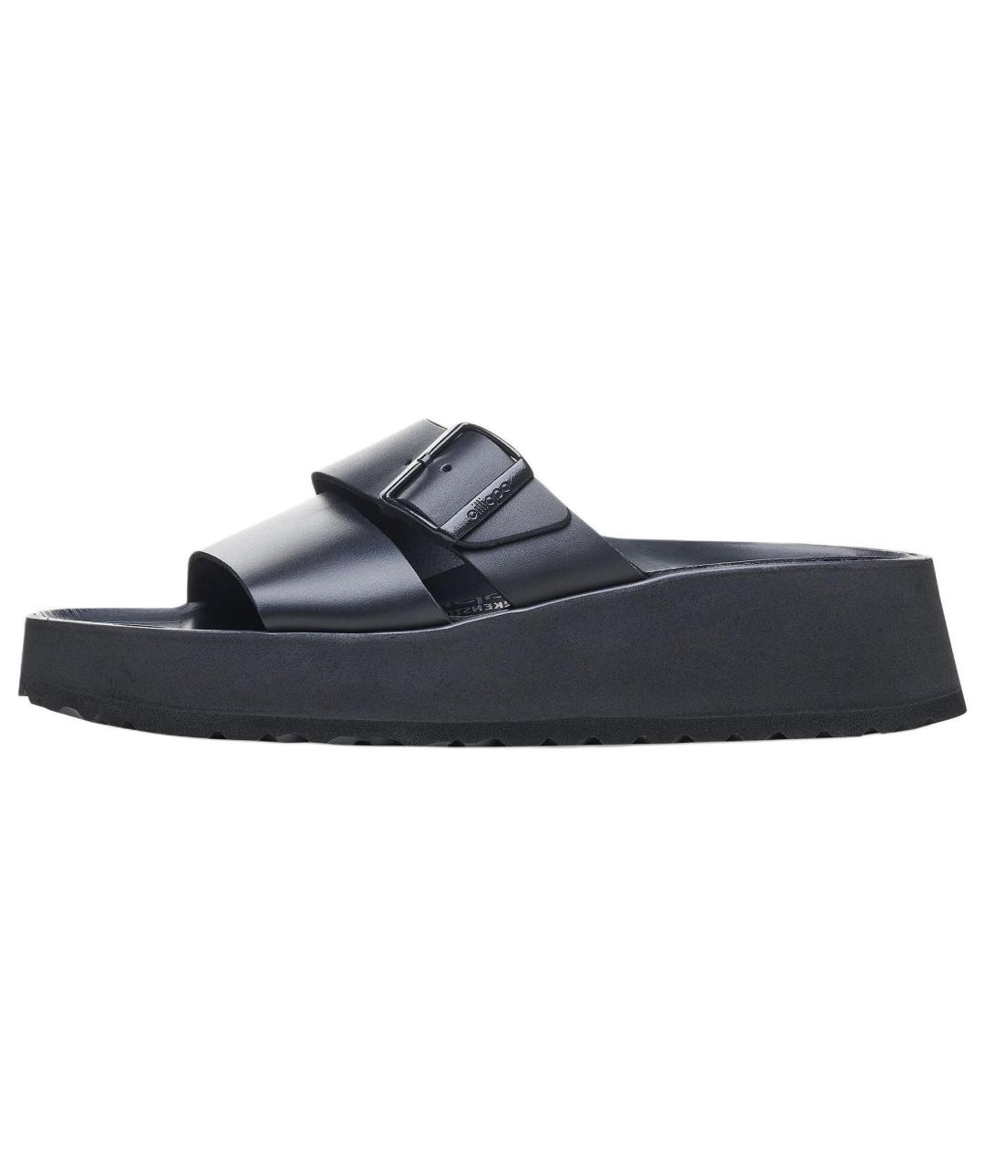 BIRKENSTOCK Черные кожаные шлепанцы, фото 2