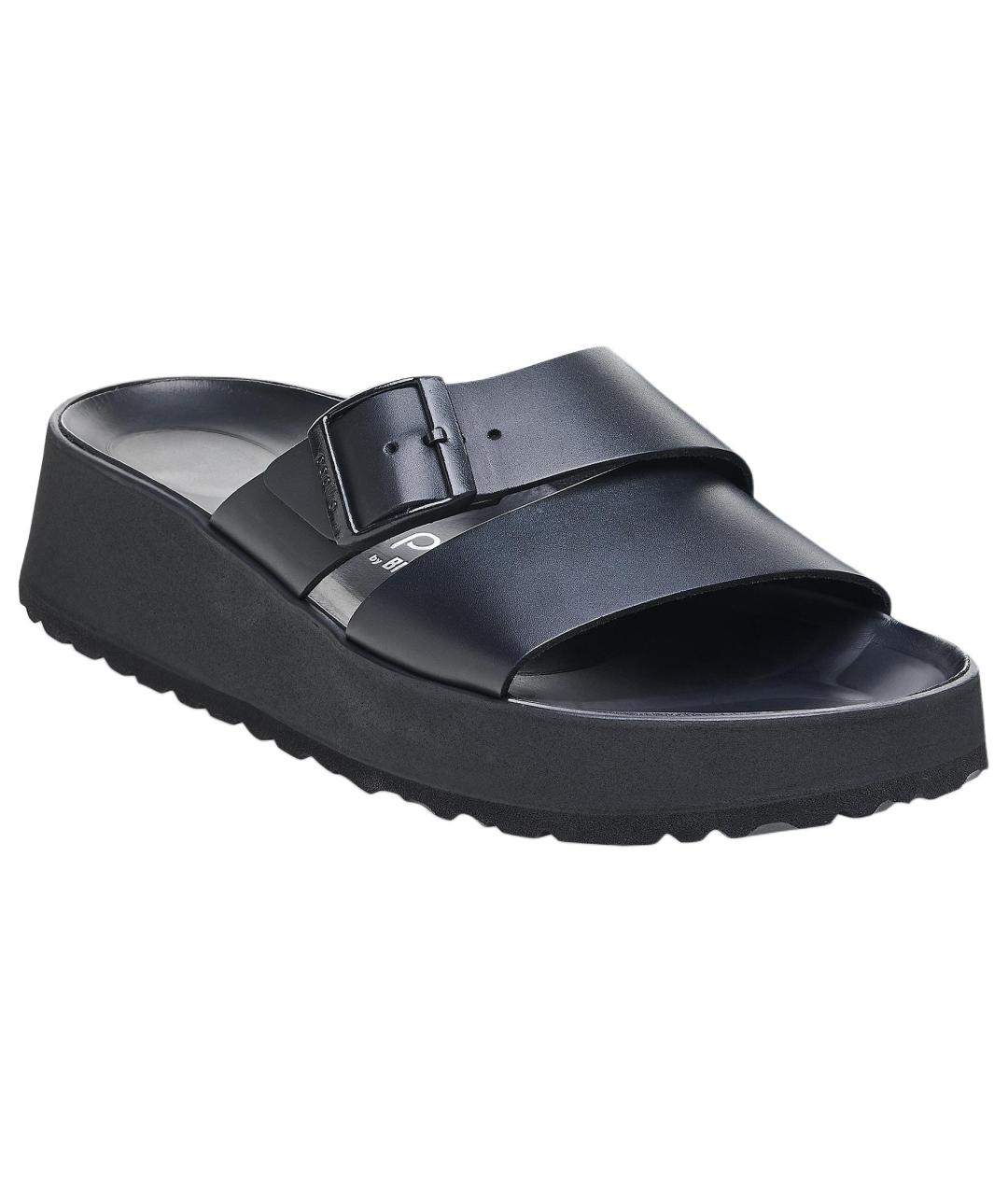 BIRKENSTOCK Черные кожаные шлепанцы, фото 3