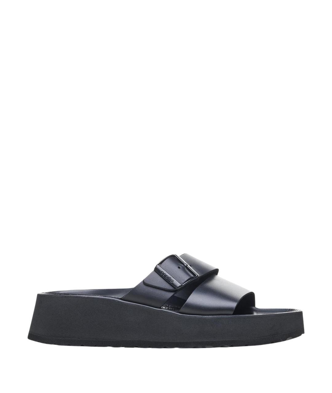 BIRKENSTOCK Черные кожаные шлепанцы, фото 1
