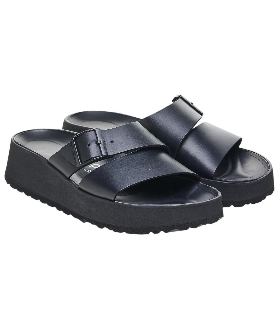 BIRKENSTOCK Черные кожаные шлепанцы, фото 4