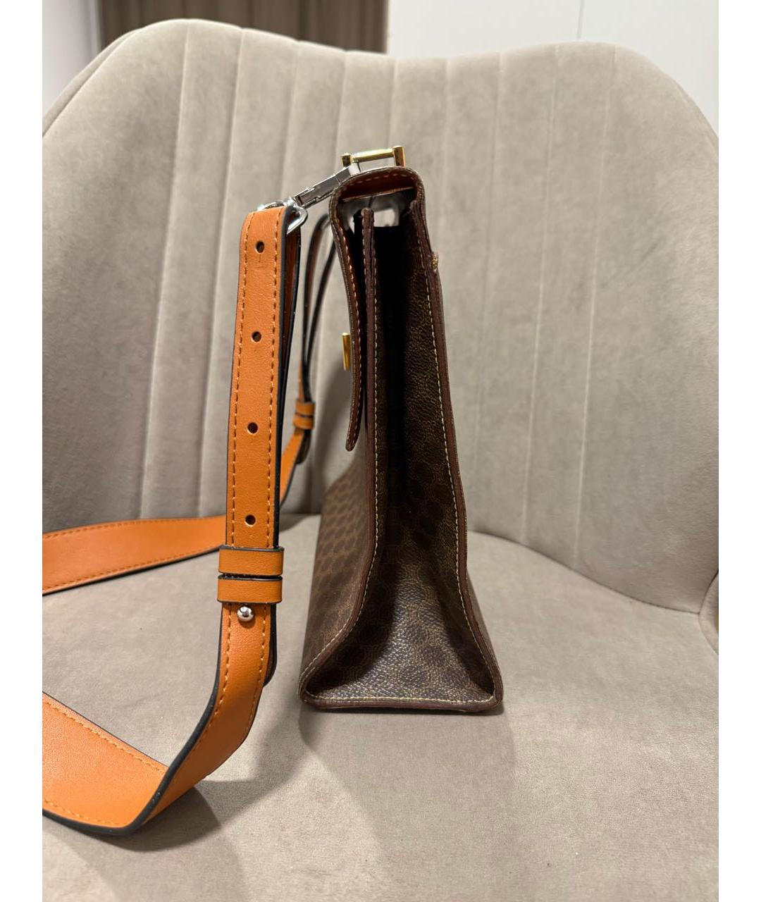 CELINE Коричневая сумка через плечо из канвы, фото 4